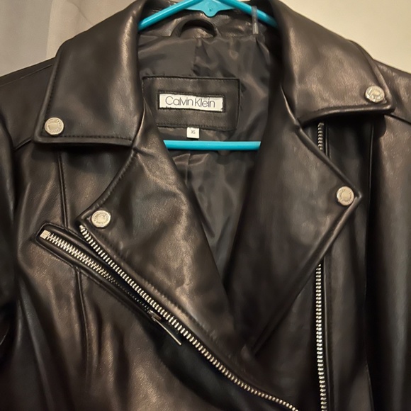 Calvin Klein Women’s XS Black Leather Zip Moto Jacket - Picture 9 of 9